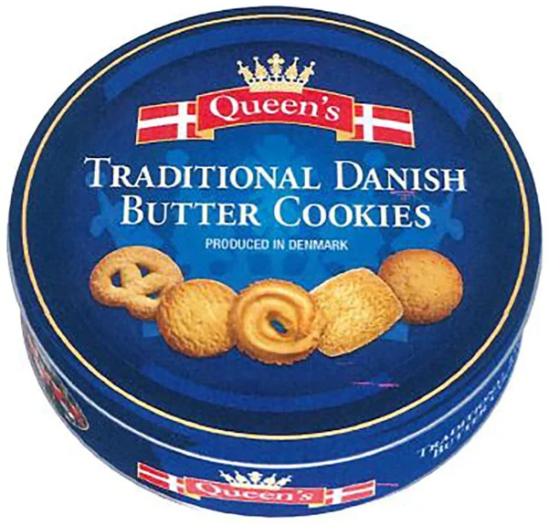 Queen's Vajas olmós dán keksz fémdobozban 500g