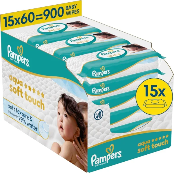 Pampers Aqua Soft Touch nedves törlőkendő, 900 db