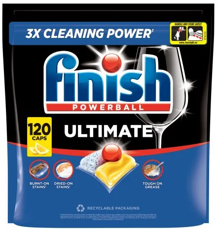 Finish Powerball Ultimate All in 1 Lemon Mosogatógép kapszula 120db + Ajándék mintatermék