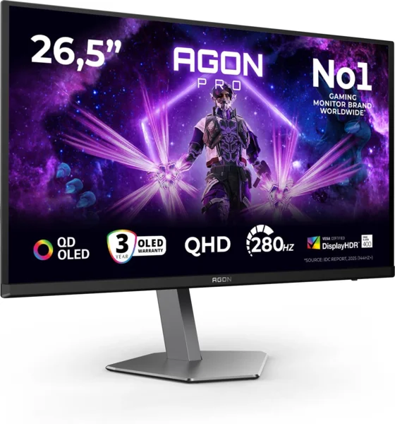AOC AG276QZD2 27" WQHD QD-OLED gaming monitor, 280Hz, fekete