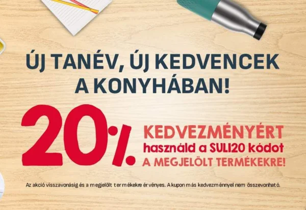 Megjelölt termékek 20% kedvezménnyel