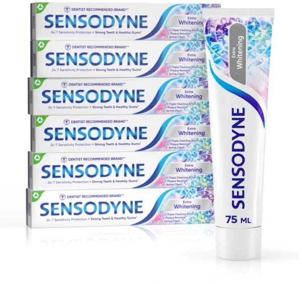 Sensodyne Extra Whitening fehérítő fogkrém fluoriddal 75 ml x6