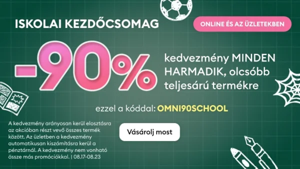 90% kedvezmény minden harmadik olcsóbb teljes árú termékre