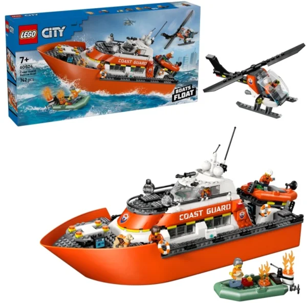 LEGO City 60504 Parti őrség mentőcsónak és helikopter hajós játék