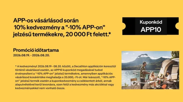 10% kedvezmény 20 ezer Ft felett az appban a megjelöltekre