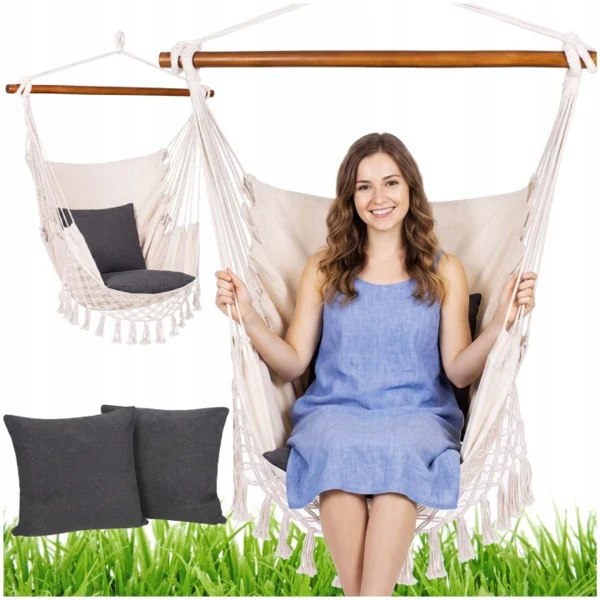 Springos Brazil Függőágy Szék Lógó Hinta Függőágy Fotel Boho Párna (HM019)
