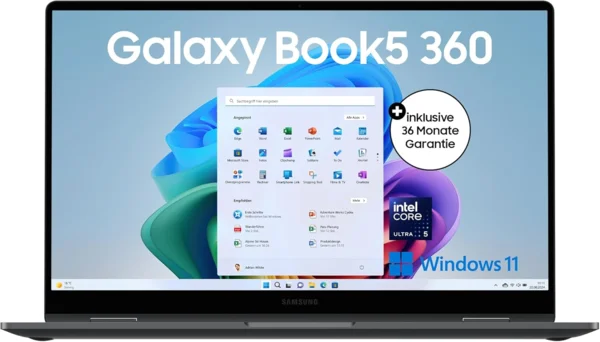 Samsung Galaxy Book5 360 15,6" 2-az-1-ben laptop, Intel Core Ultra 5, 16GB RAM, 256GB SSD, szürke