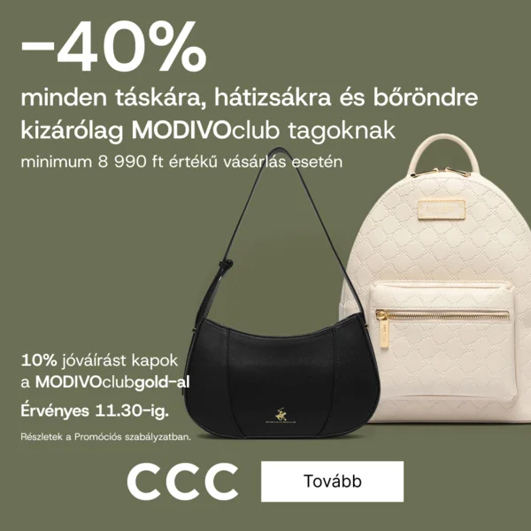 40% kedvezmény táskákra 8990 Ft felett