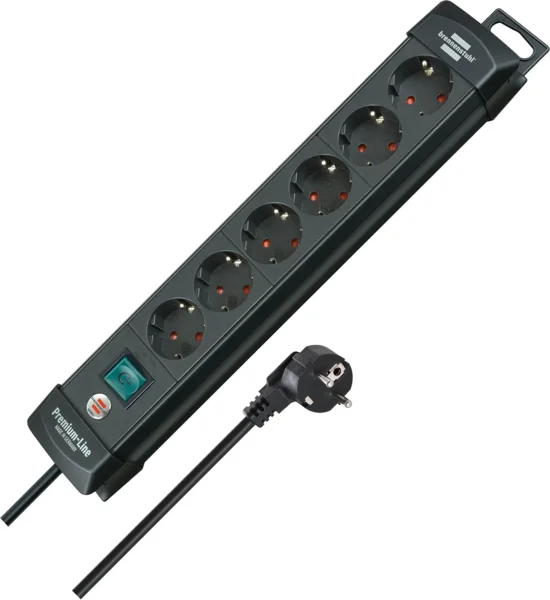 Brennenstuhl Premium-Line 6-utas túlfeszültségvédett elosztó, 3m, fekete