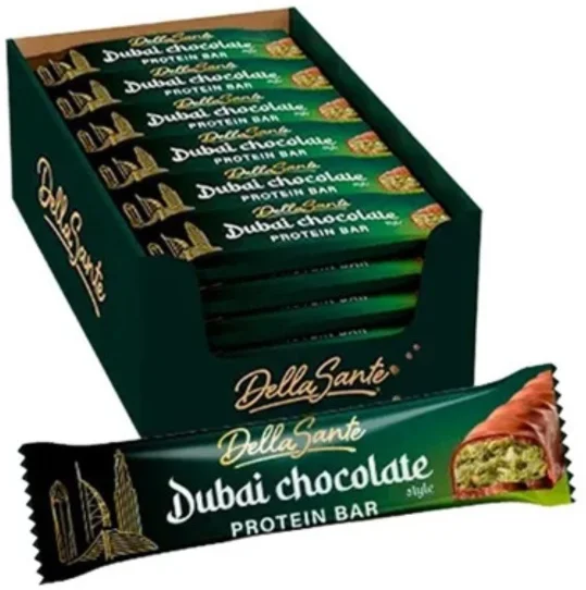 24x45g SANTE Dubai Csokis Pisztáciás Kadayif Fehérjeszelet 15g Fehérje