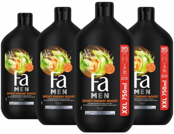 Fa Men Xtreme Sport Energy Boost Gél 3az1ben Zuhanyzáshoz és Fürdéshez 4x750ml