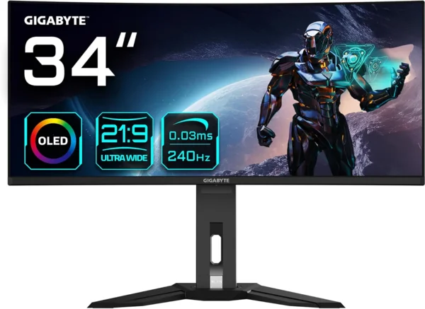Gigabyte MO34WQC2 34" WQHD OLED ívelt gaming monitor (240Hz, 0.03ms)