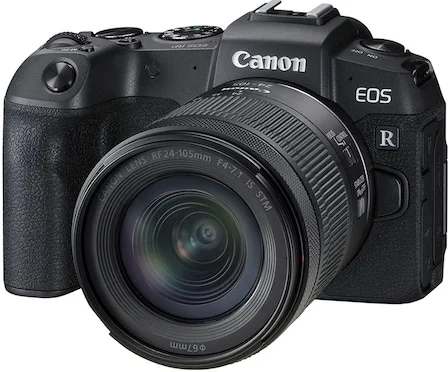 Canon EOS RP tükör nélküli fényképezőgép, teljes képkocka, 26,2 MP, fekete + RF objektív 24-105 mm IS STM