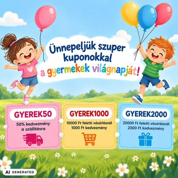 Kuponok gyerekek világnapjára (1/10, 2/20 ezer Ft vagy féláras szállítás)