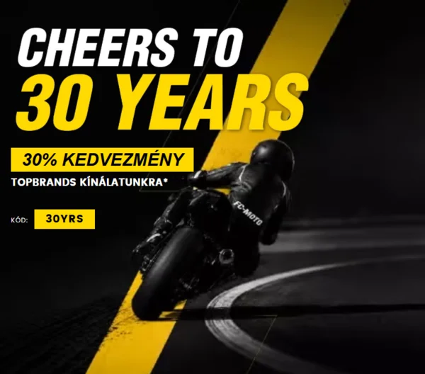 30% kedvezmény motoros cuccokra