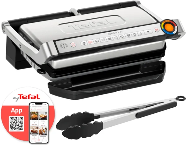 Elektromos grill Tefal OptiGrill+ XL fogóval GC728D10 Rozsdamentes/Fekete