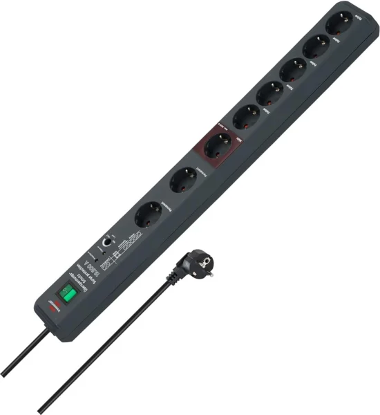 Brennenstuhl Secure-Tec 8-utas túlfeszültségvédett elosztó, 3m, antracit
