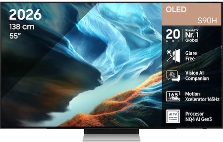 Samsung OLED 55S90H Televízió (2026-os modell), 138 cm, Smart, 4K Ultra HD, 165 Hz, F energiaosztály