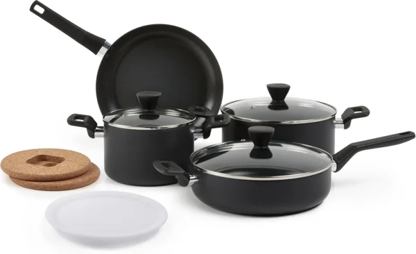 Amazon Basics 10 részes kerámia tapadásmentes edénykészlet, fekete