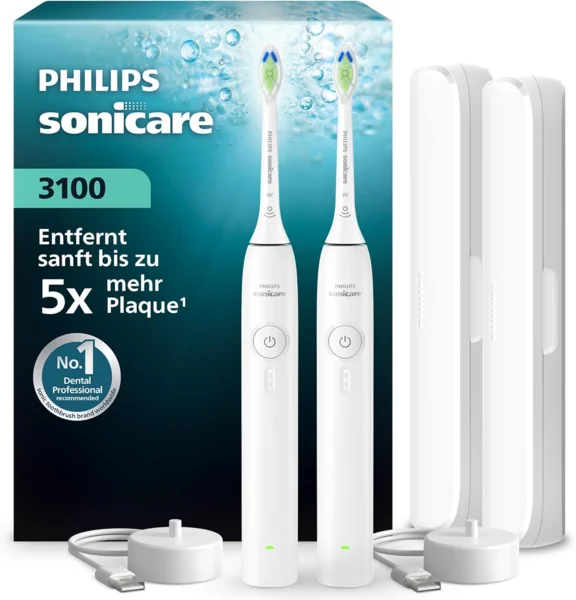 Philips Sonicare 3100 elektromos fogkefe, duopack, fehér, HX4072/41