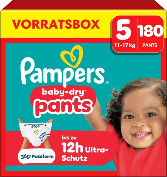 Pampers Baby-Dry Pants 5-ös méretű bugyipelenka, 180 db (11-17 kg)