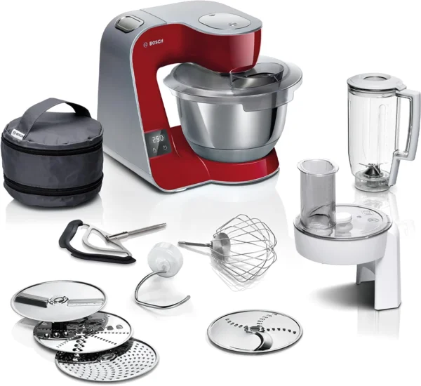 Bosch MUM5X720 konyhai robotgép, 1000W, 3,9L, ezüst/sötétvörös