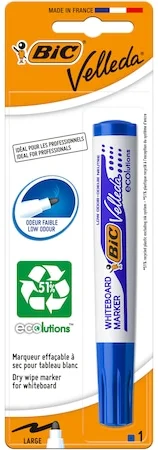 BIC Velleda 1701 ECOlutions Whiteboard markerek, kerek hegyű, közepes, kék, bliszteres, 1 darab