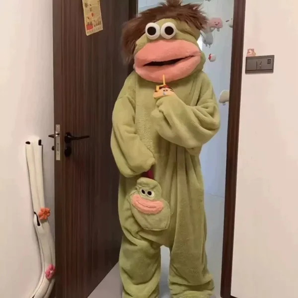 Vicces onesie nagy szájú flanel, meleg otthoni ruházat, mindkét nem számára