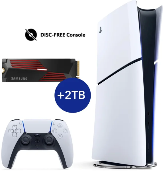 PlayStation 5 (Slim) Digital Edition - 825GB + 2TB SSD játékkonzol tv-hez