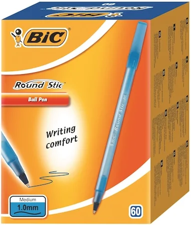 BiC Round Stic golyóstoll, 60 db / doboz, kék