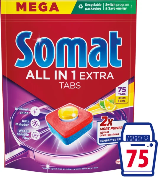 Somat All in 1 Extra Lemon & Lime, 75 db mosogatógép tabletta (AlzaPlus+)