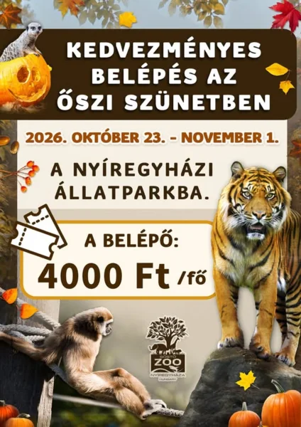 Nyíregyháza Állatpark kedvezményes árú belépő az őszi szünetben