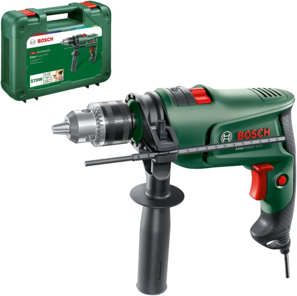 Bosch 0603133220 EasyImpact 570 ütvefúró, vezetékes + koffer + ajándék fúrószár készlet