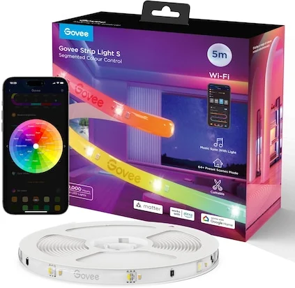 Govee H612A RGBICW intelligens LED szalag, Wi-Fi, Bluetooth, Matter, 24 W, Zene szinkronizálás, Alexa, Google Assistant, 5 m