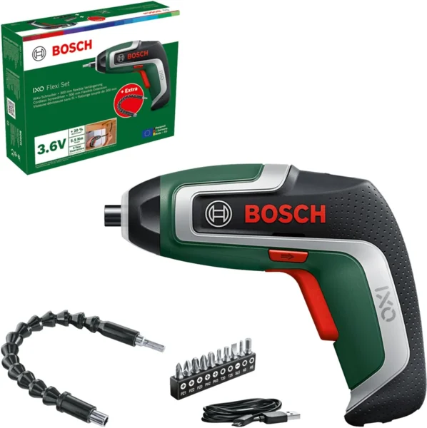 Bosch IXO 7 akkus csavarozó flexi készlet, 3,6V, 2,0Ah, 10 részes bitkészlettel